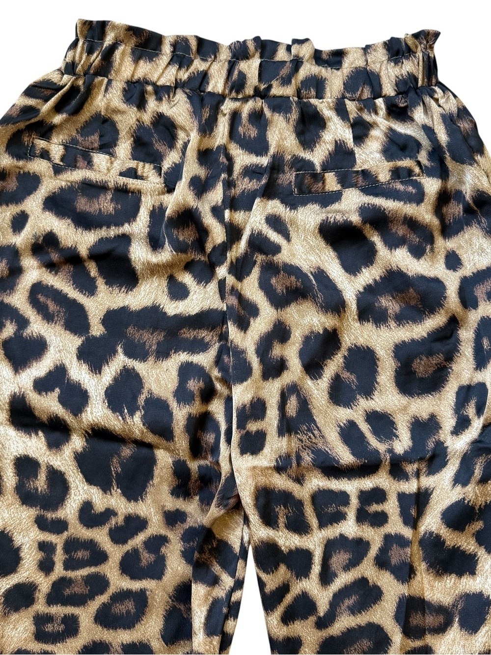 Hayden Los Angeles Leopard Print Satin Jogger Pants Paperbag Waist Boho Chic S - Picture 8 of 9